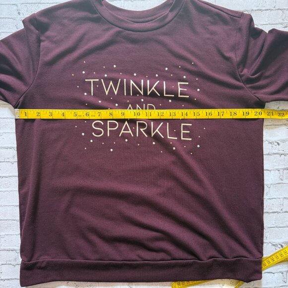 Apt. 9 Twinkle & Sparkle Burgundy Crewneck Sweatshirt Womens Size M - Picture 6 of 9